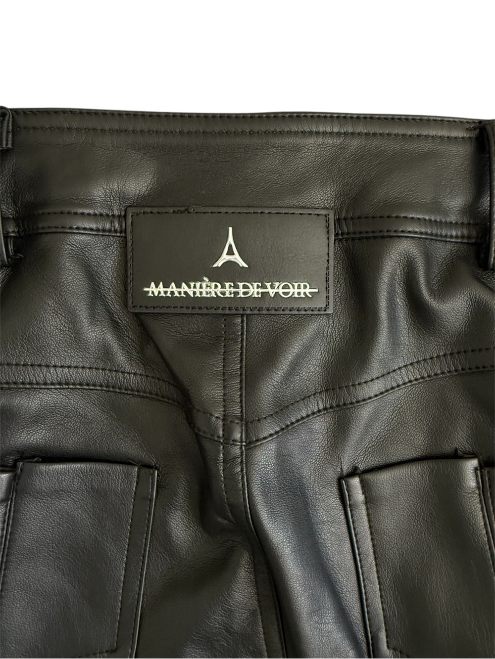 Manière De Voir Ambre Vegan Leather Lace-Up Flared Trousers | Black | Size 2 - Picture 10 of 15